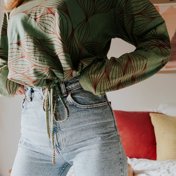 Elfarrow ✧Route✧ Green Cotton Crop Hoodie - Picture 5 of 10